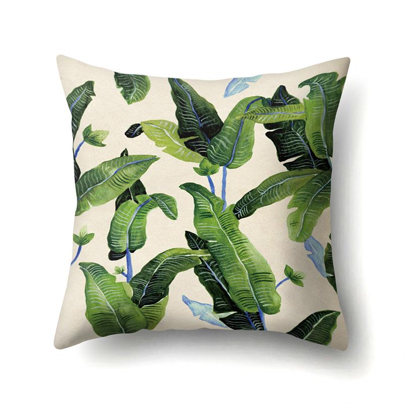 Polyester Pillowcase Nordic Ins Style Plant Flower Print Peach Leather Velvet Pillowcase Car Waist Cushion Cover