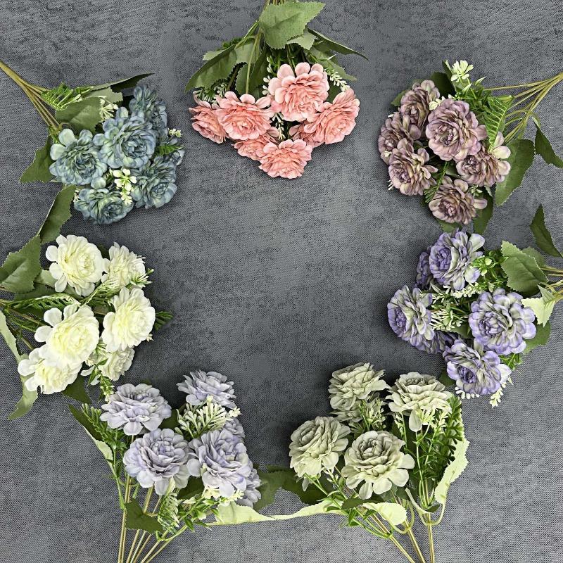 Simulated 7-head Hibiscus Rose Bouquet for Home Decoration, Wedding Scene Arrangement, Handcrafted Artificial Flower Ornaments