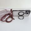 For iPhone 15 Pro Max Case Compatible with MagSafe Rotatable Kickstand PC+TPU Phone Cover with Lanyard