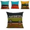 Classic Vintage Car Dog Print Pillow Case Featuring Premium Quality Cotton Linen Material