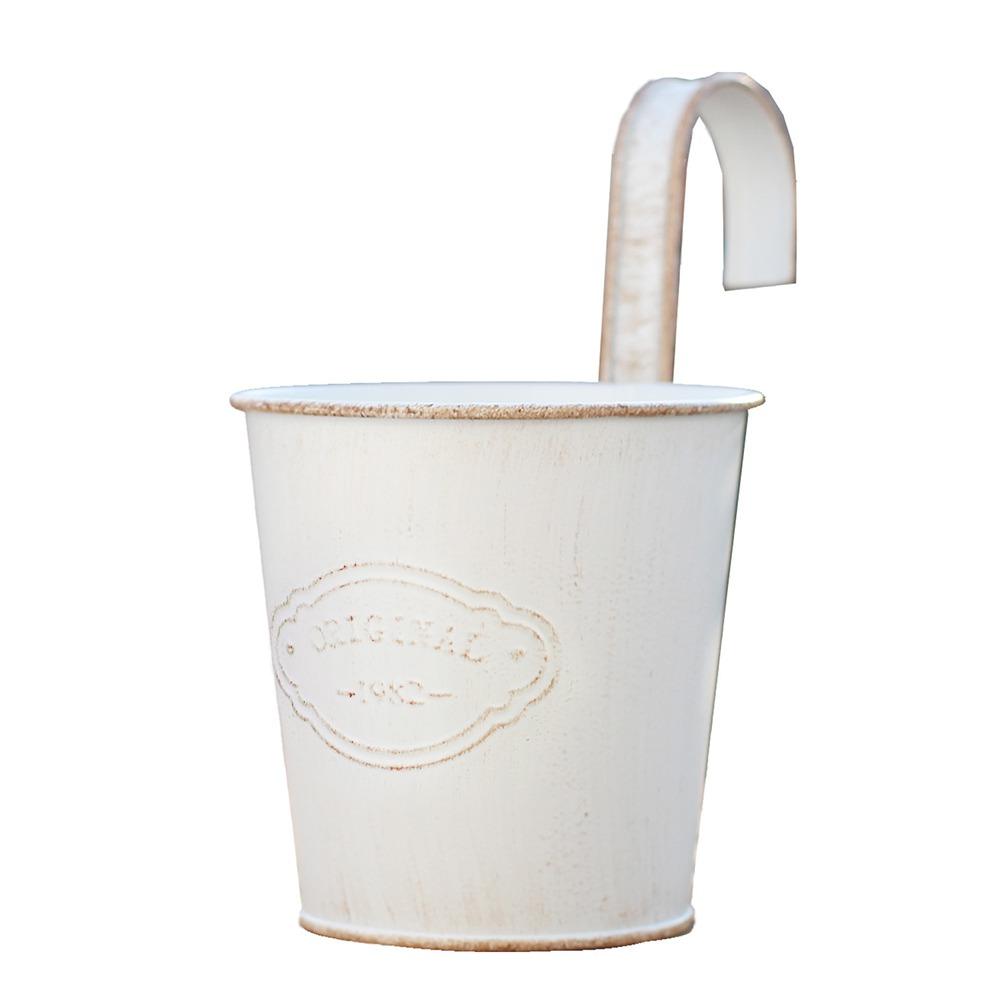 Wall Mounted Hanging Flowerpot Iron Black White Garden Flower Pot Fence Ornament Home Decoration Hanger Box Planter