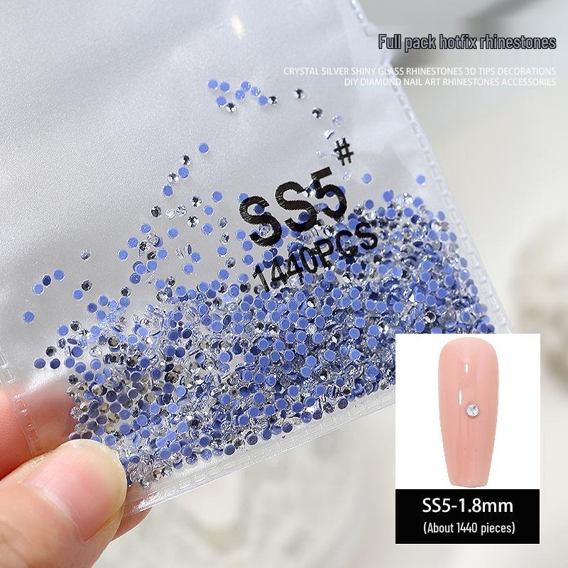 Nail Art Rhinestones Set: 1440pcs Hotfix White Round Flat Back Stones for Nail Decoration.