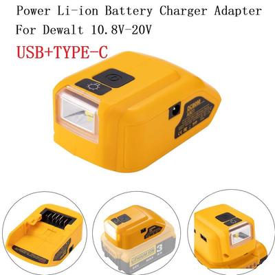DCB090 Batterieadapter für DEWALT 14,4 V/20 V MAX USB + Typ C Stromquelle Ladegerät