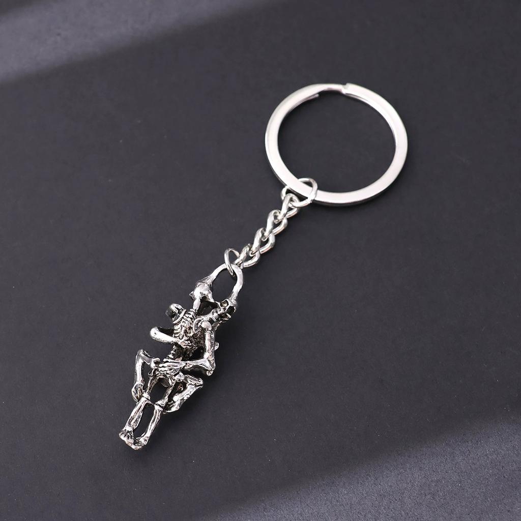Metall Totenkopf Schlüsselanhänger Anhänger Skelett Design Schlüsselhalter Langlebige Kettenglied Schlüsselring Zubehör für Männer und Frauen
