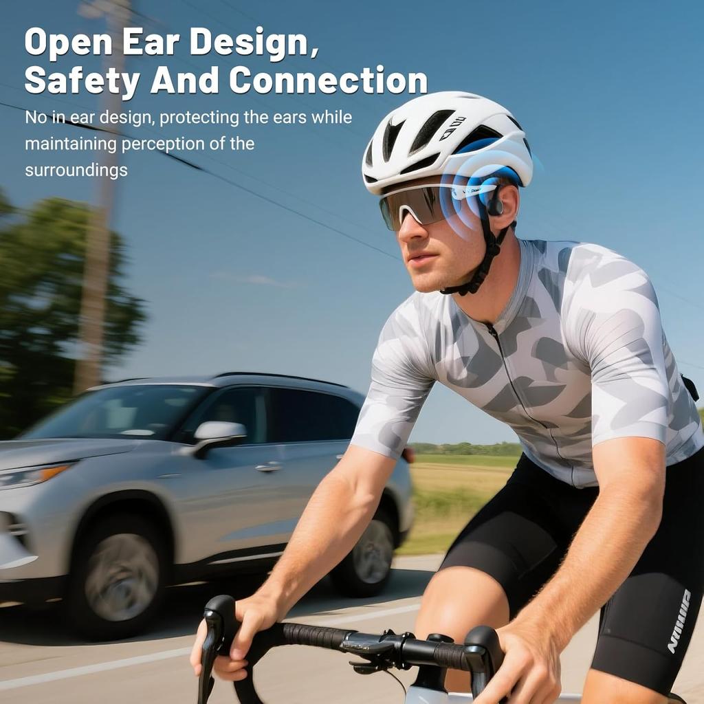 2025 New Bluetooth 6.0 Bone Conduction Headphones, Open-Ear Design, Sweatproof & Waterproof, HD Stereo Sound, 10Hrs Playtime, Lightweight for