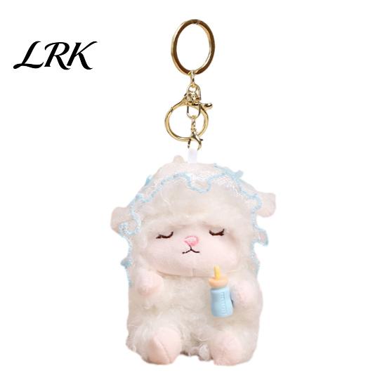 Lightweight Keychain For Backpack Plush Seated Sheep Pendant with Metal Ring for Stylish Key Keys, Soft Cute Lamb Keychain, Stuffed Animal Bag Charms