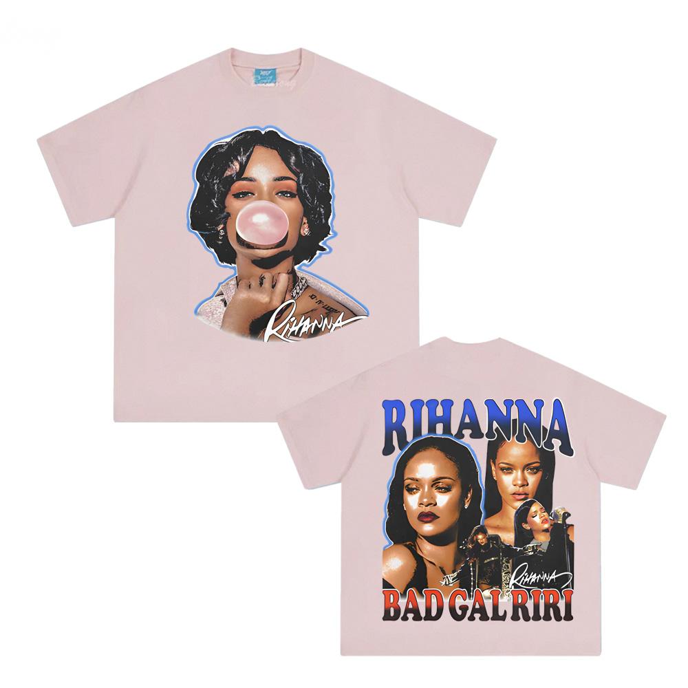 RIHANNA BUBBLEGUM TEE Rihanna Singer's Same Style Short Sleeve 100% Cotton Fashion Comfortable Tops Harajuku Summer Tee