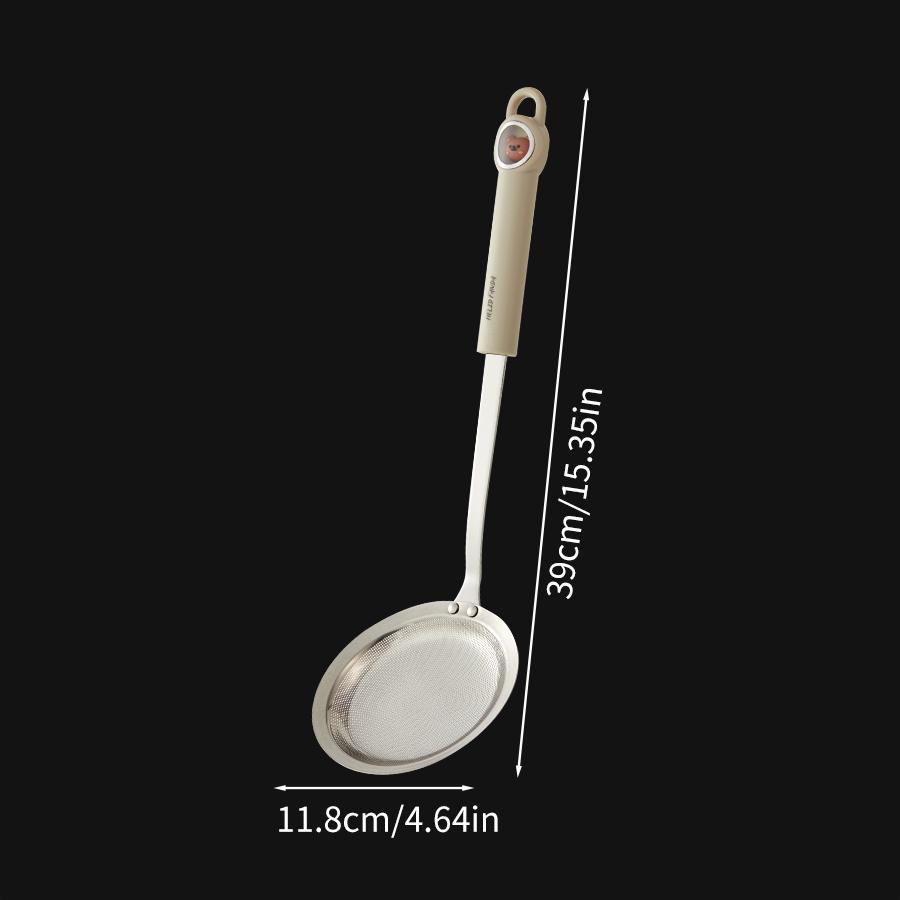 Long Handle Skimmer Spoon 304 Stainless Steel Fine Mesh Residue Strainer Spoon Large Slotted Spoon Colander Kitchen Utensils