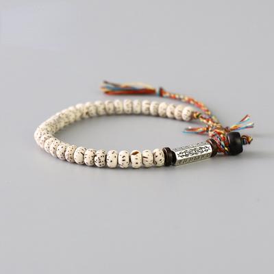 Tibetan Buddhist Braided Cotton Thread Lucky Knots Bracelet Natural Bodhi Beads Carved Amulet Handmade Bracelet For Men