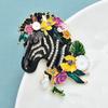 Blomster Zebra Mærker til Kvinder Unisex Emalje Vintage Dyr Kontor Fest Broche Pins Gaver