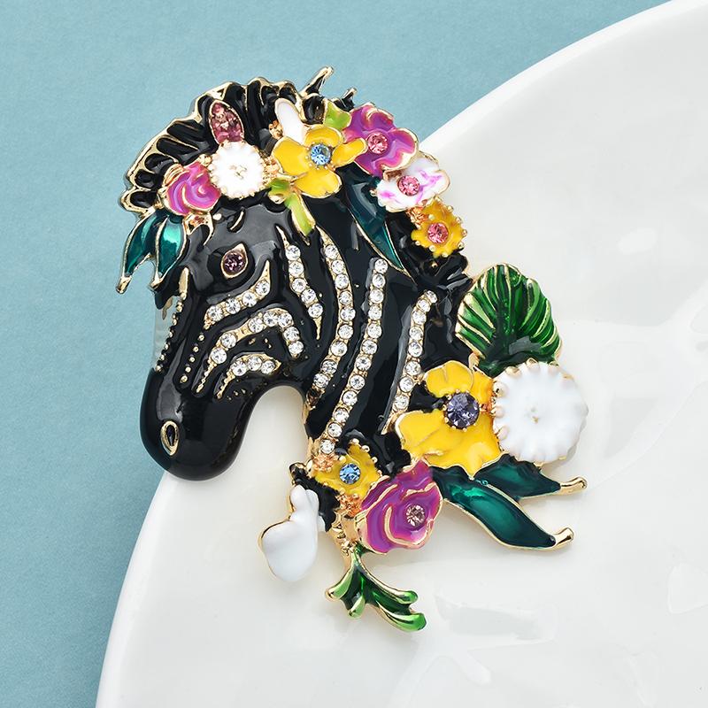 Blomster Zebra Mærker til Kvinder Unisex Emalje Vintage Dyr Kontor Fest Broche Pins Gaver