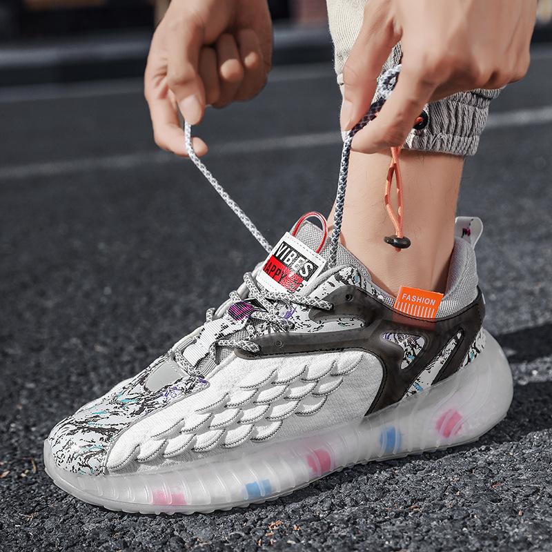 Shoes Men's Spring and Summer New Fish Scale Flying Woven Mesh Sports Shoes Youth Outdoor Fashion Trend Casual Running Shoes