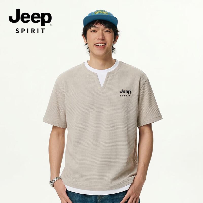 

Мужская вафельная футболка с коротким рукавом Jeep Spirit, имитация двух предметов L