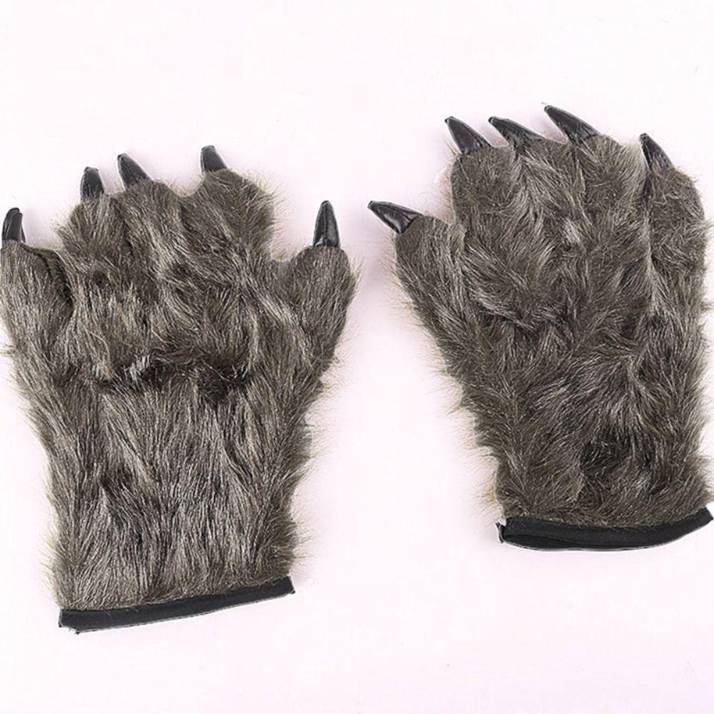 Polyester Werewolf Hand Costume Gloves Wool Material Wolf Claw Hands Animal Gloves Halloween