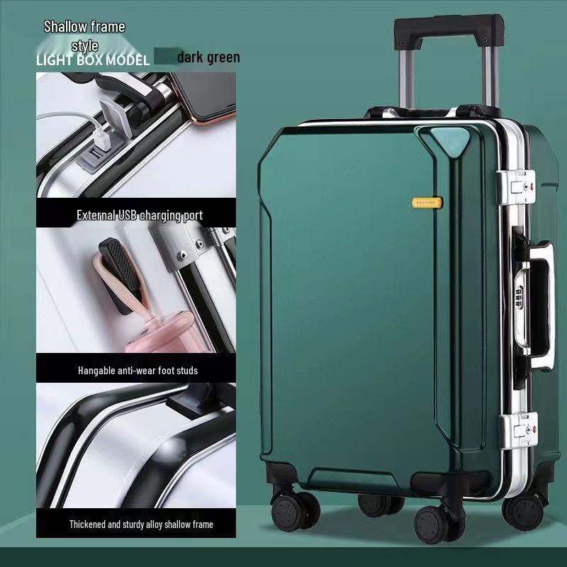 2025 Durable Large-Capacity Leather Travel Suitcase with Silent Wheels, Password Lock, USB Charging, UniSex