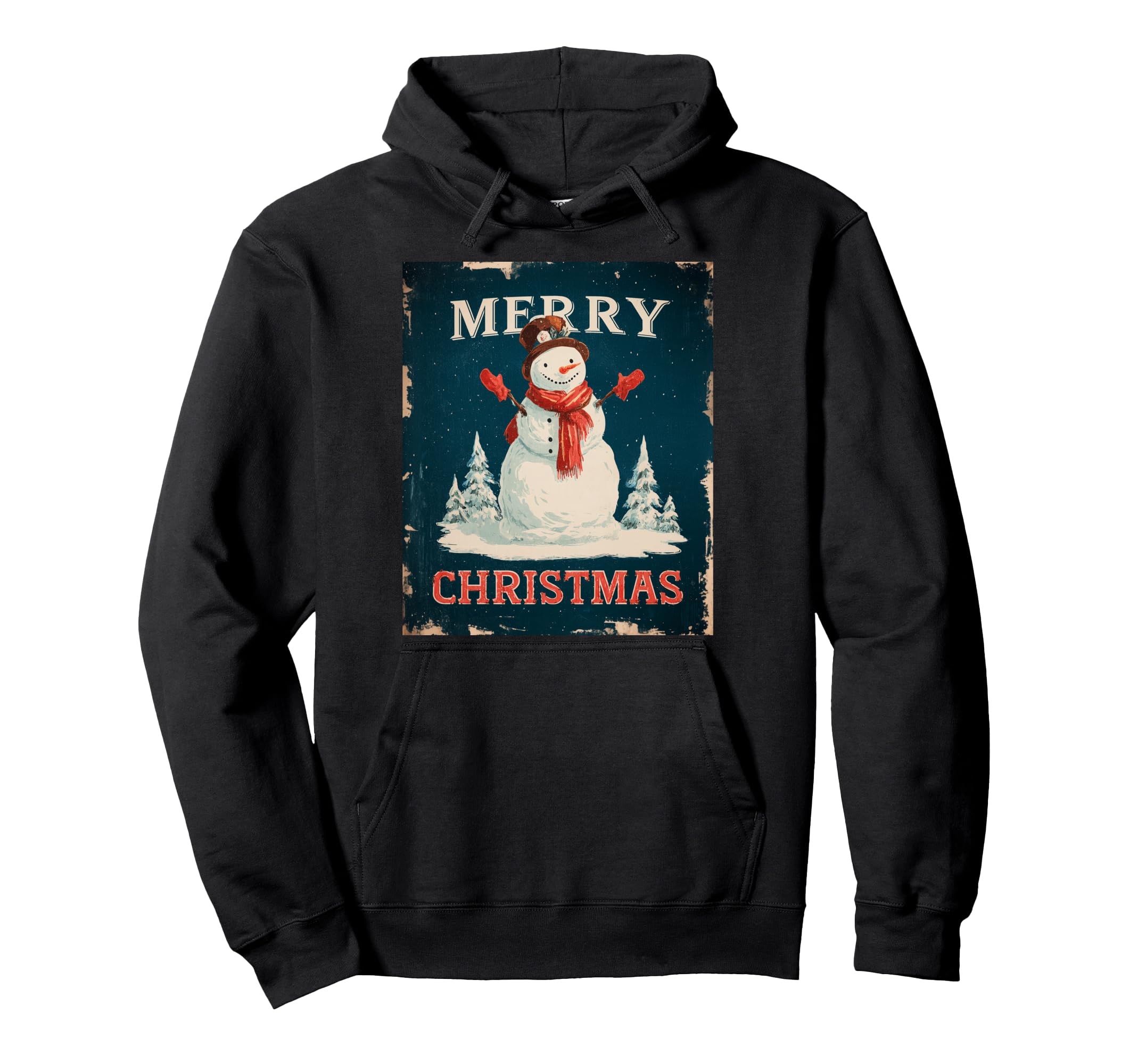 

Snowman Vintage Retro Art Deco Christmas Hoodie чорний