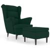 Vidaxl Armchair with Footrest, Dark Green, Upholstered In Velvet
