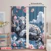 2pcs 2D Flat Printing Curtains Elegant White Tiger Polyester Without Electricity Party Decorations Use for All Occasions