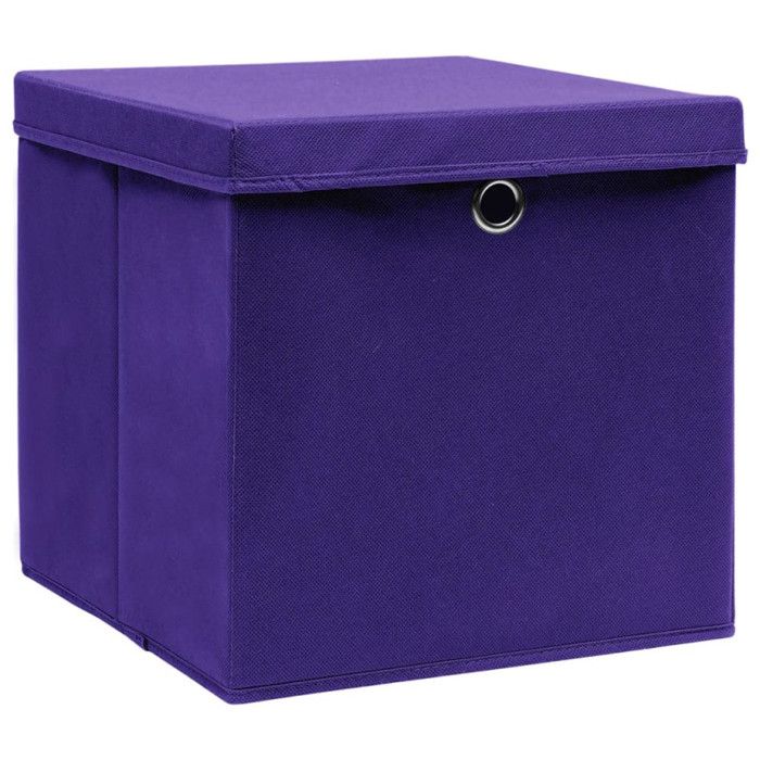 Boîtes de rangement - VIDAXL - 28x28x28 cm - Tissu intissé - Pliables - Violet