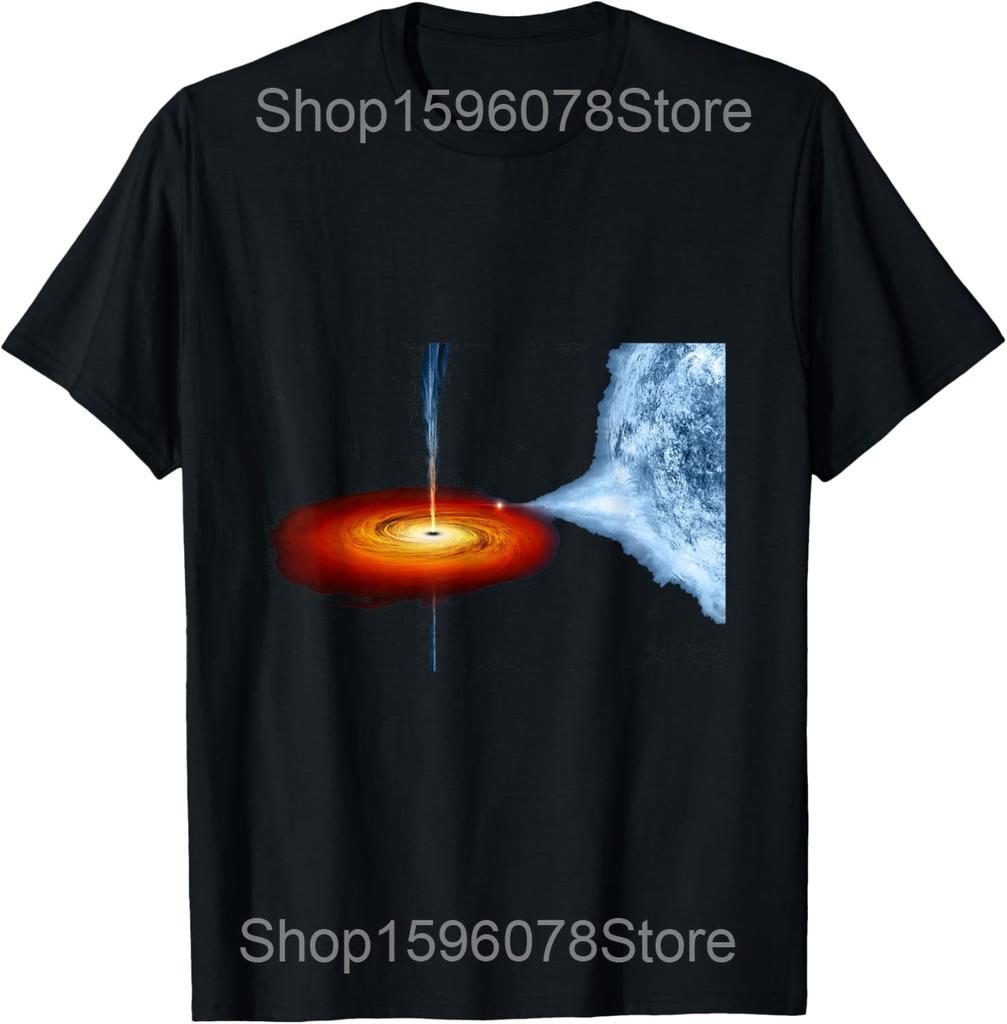Funny Black Hole Graphic T Shirts Men Women Pure Cotton Humor Science Space Universe Star Tee Short Sleeve Unisex Loose Clothing