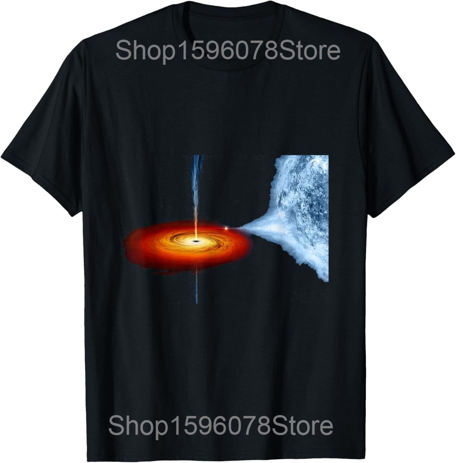 

Funny Black Hole Graphic T Shirts Men Women Pure Cotton Humor Science Space Universe Star Tee Short Sleeve Unisex Loose Clothing 4XL