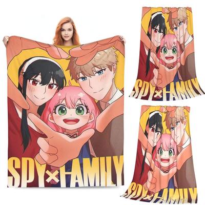 Spy X Family Cartoon Kawaii Anya Anime Decke Flanell Sofa Überwurf Multifunktional für Couch Bettwäsche Überwürfe Tagesdecke