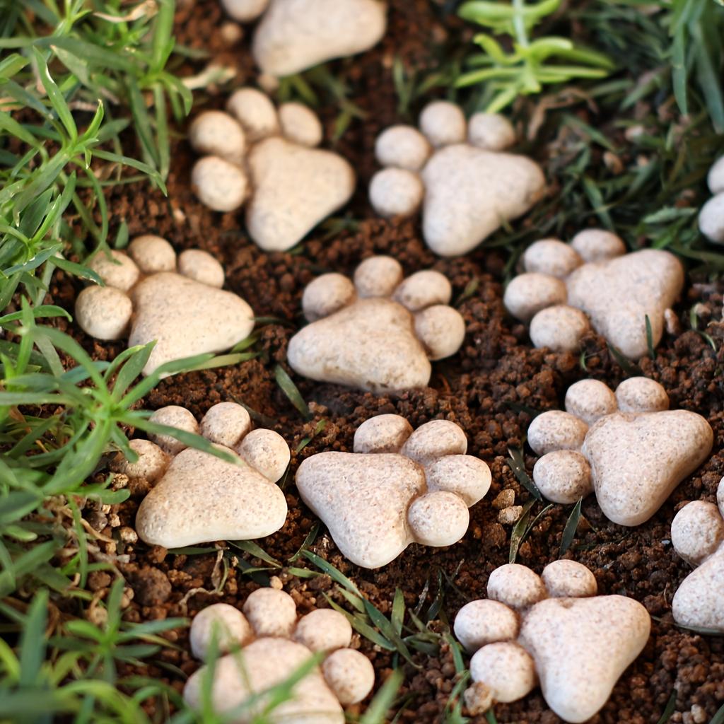 20pcs Cat Paw Stepping Stones Resin Garden Stepping Stones Outdoor Decorative Stones for Garden Lawn Pathway Bonsai Decorations Cat Lover Holiday