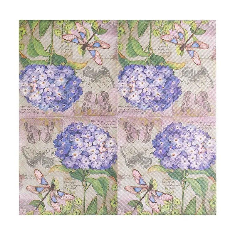 M-Modern-Flower Butterfly Printed Paper Disposable Table Dinner Napkin 20Pcs/Pack 33X33cm Tissues