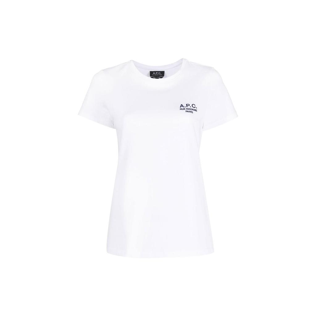 A.P.C Solid Color Embroidered Logo Crew Neck Regular Sleeve T-Shirt Women tops White COEZCF26842-AAB