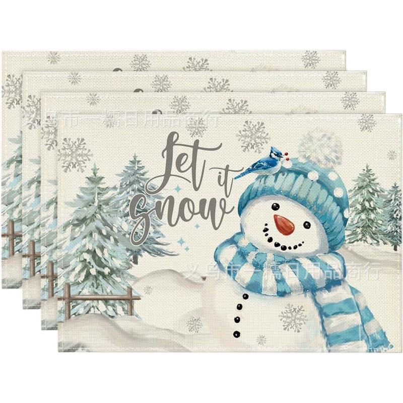 2024 Christmas Linen Table Mats - Washable, Stain-Resistant, Heat-Resistant with Snowflake & Santa Designs