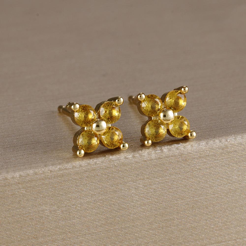 2PCS Stainless Steel December Birthday Stone Square Hanging Earrings Cubic Zirconia Chain Flower Dangle Earring Piercing Jewelry