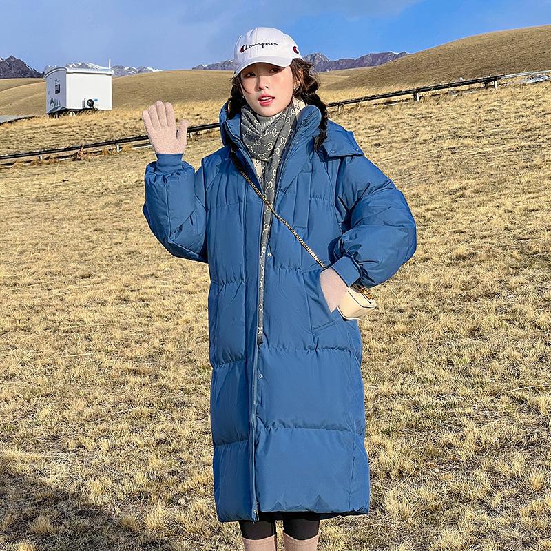 Thickened down cotton jacket for women, 2025 new loose long over-the-knee winter warm jacket padded jacket