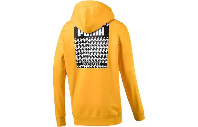 PUMA AOP Sweatshirts Men s Fish Tail Chrysanthemum Yellow Hooded Moderate Regular 596726-18 L