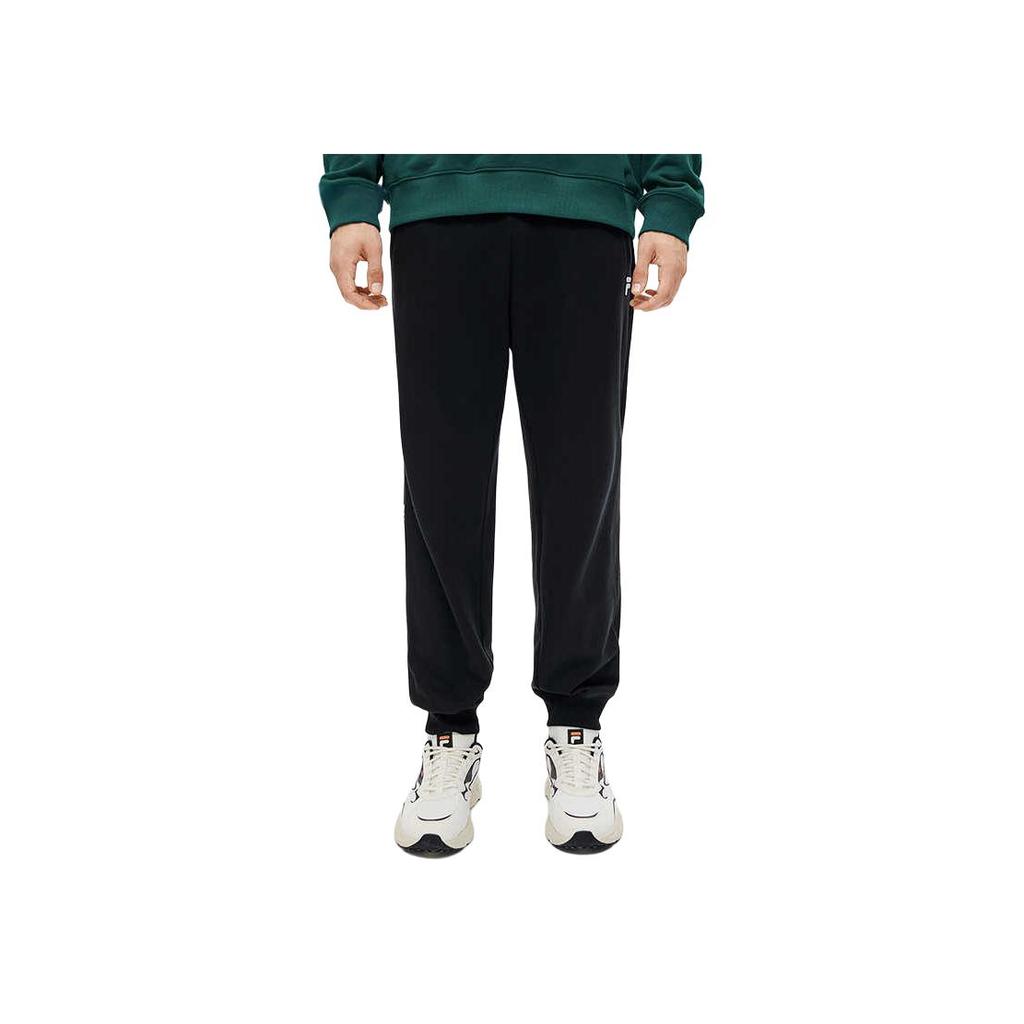 Fila Fusion Solid Logo Casual Knit Jogger Pants Men Bottoms Deep-Black T11M243602FBK