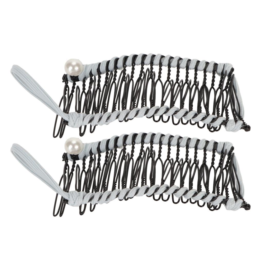 2pcs Banana Hair Clips Fashionable Stretchy Vintage Clincher Comb Tool for Women Thick Wavy Curly Hair