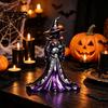 Black Cat Statue Halloween Witch Figurine, Resin with Pumpkin, Retro Figurine Sculpture, Gothic Tabletop Ornament for Party Display And Seasonal