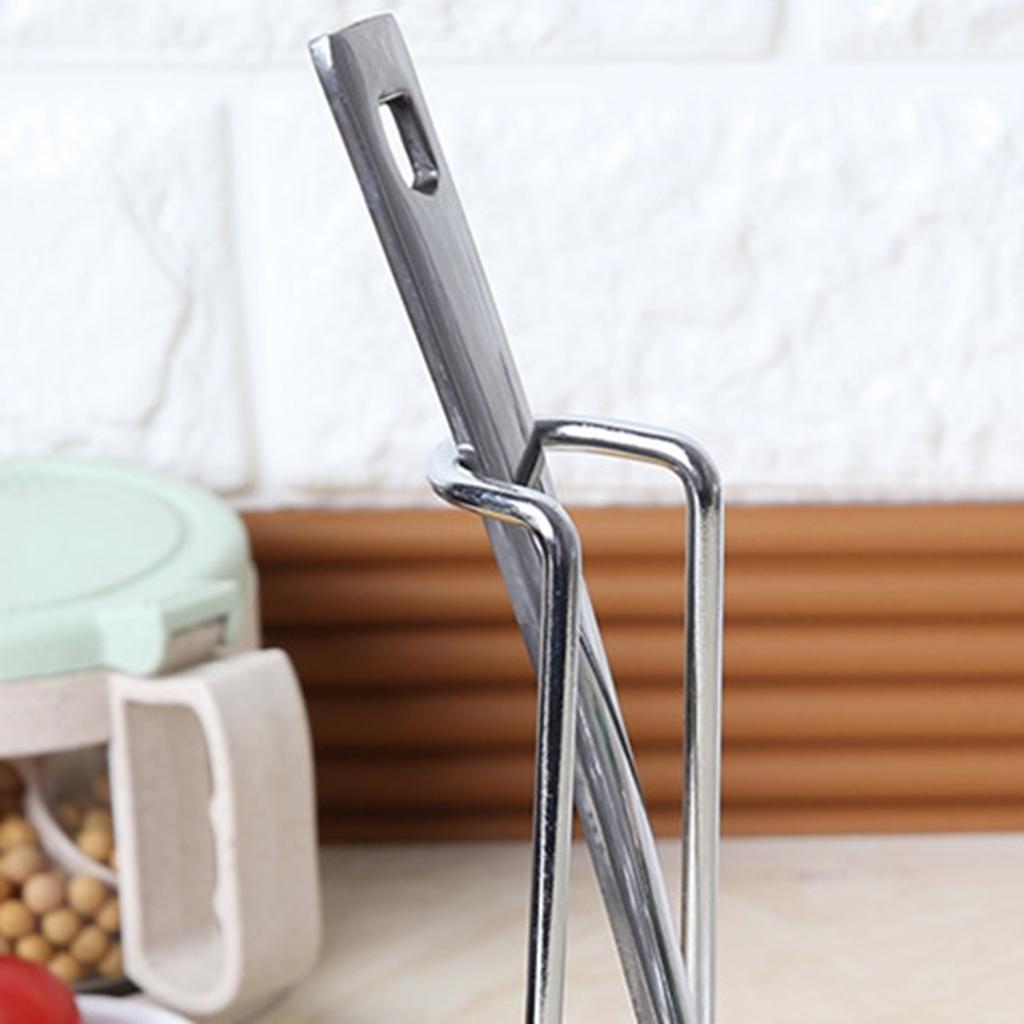 Stainless Steel Spoon Rest Lid Holder Vertical Stand Storage Rack Cookware Organ