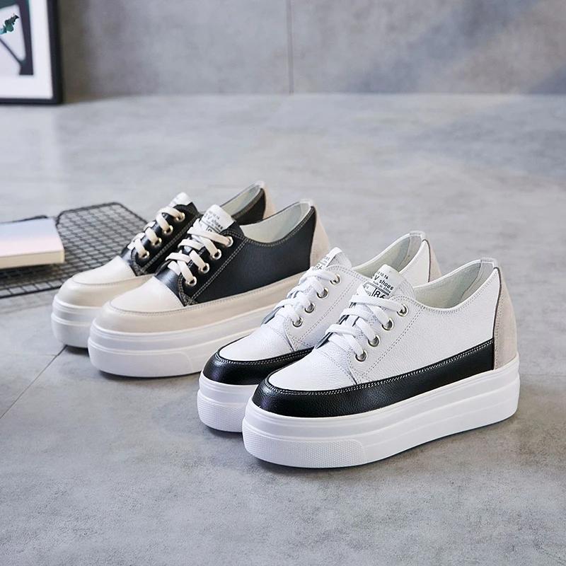 Fashion Casual Sport Sneakers Women Thick Bottom Shoes Woman 2024 Fashion Chunky Flat High Heel Tennis Females Platform Splicing Daily