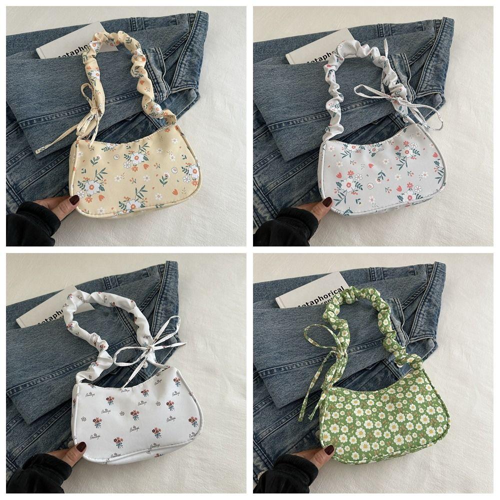 Large Capacity Sweet Canvas Bag Bow Lovely Tote Bag Korean Style Printing Shoulder Bag Outdoor