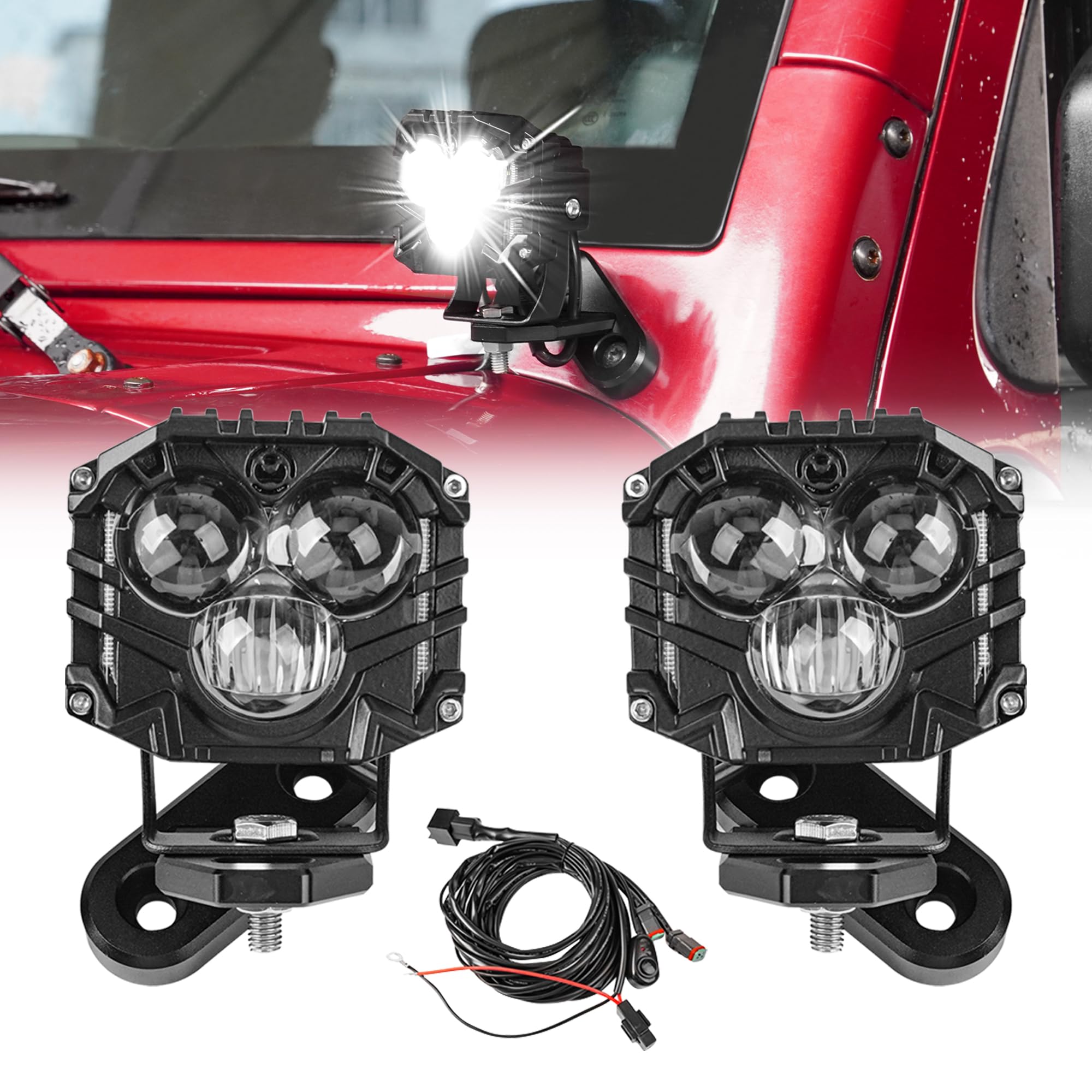 

VANCROSER Кронштейн для Jeep Wrangler JK рабочий свет 2 DT жгут проводов 12v 24v светодиодный рабочий свет 3 дюйма 60 Вт светоотдача Белый 6000K прожектор светодиодная противотуманная фара