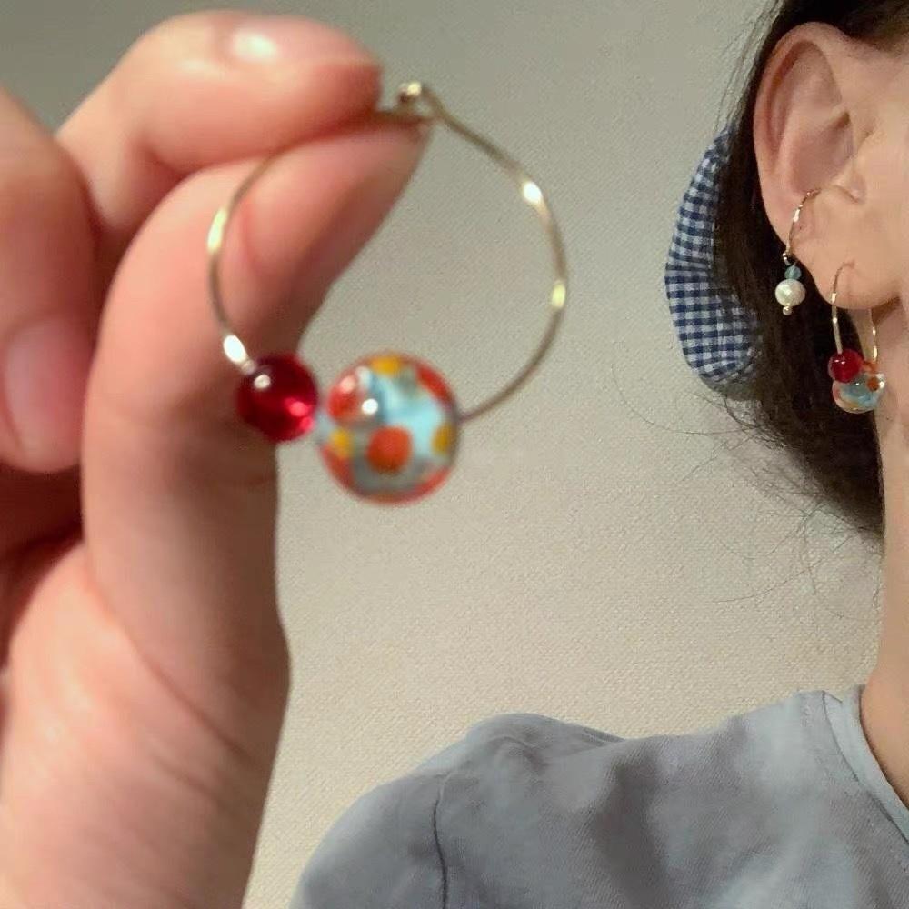 Retro Large Dangle Earrings Bead Stud Earrings New Crystal Ball Earrings  Gifts