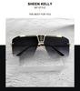 Exclusive Retro Oversized Sunglasses for Men and Vintage [SHEEN KELLY] [Amazon Brand] Women, Square, Rimless, Flat-Top,