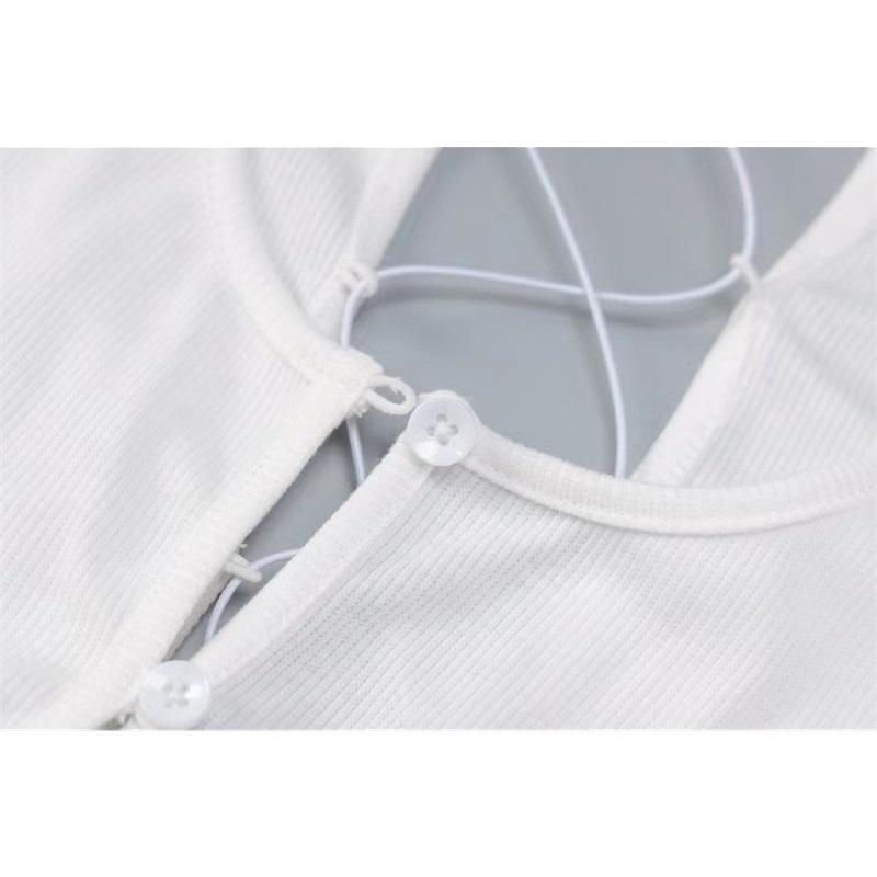 Tooxika New Spring And Summer Long Sleeve Cross Strap Navel Exposed T-shirt Short Skirt Set