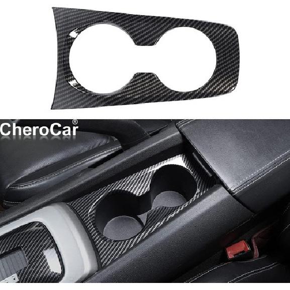 Carbon Fiber Car Cup Holder Cover Panel Trim For Chevrolet Camaro 2010-15 Black