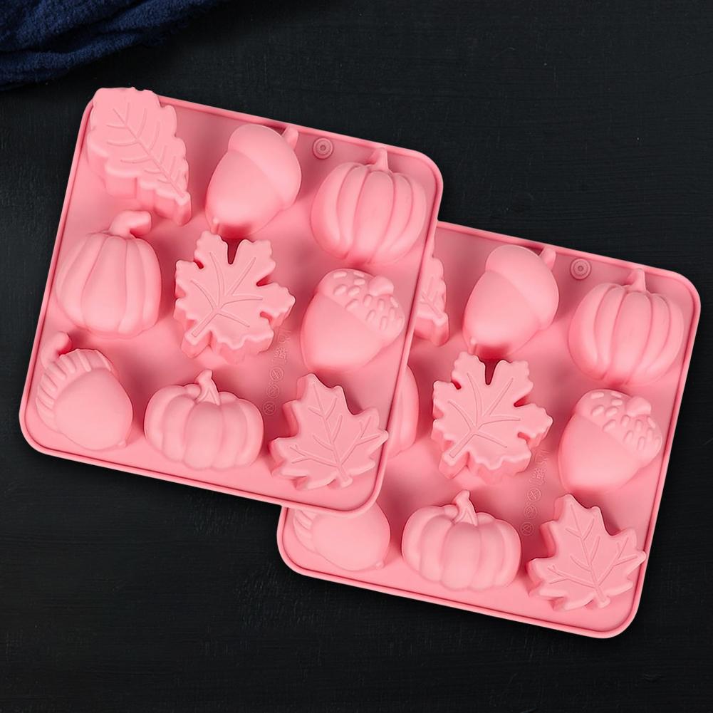 2 Pack Autumn Silicone Molds Pumpkin Leaf Acorns Shape Fall Baking Molds Pumpkin Chocolate Mold DIY Sugar Chocolate Candle Molds