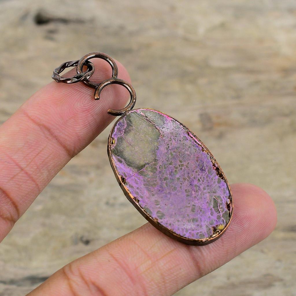 Purpurite Pendant Electroformed Copper Pendant Handmade Pendant Electroformed Jewelry Natural Gemstone Pendant Gift For Women Copper Jewelry