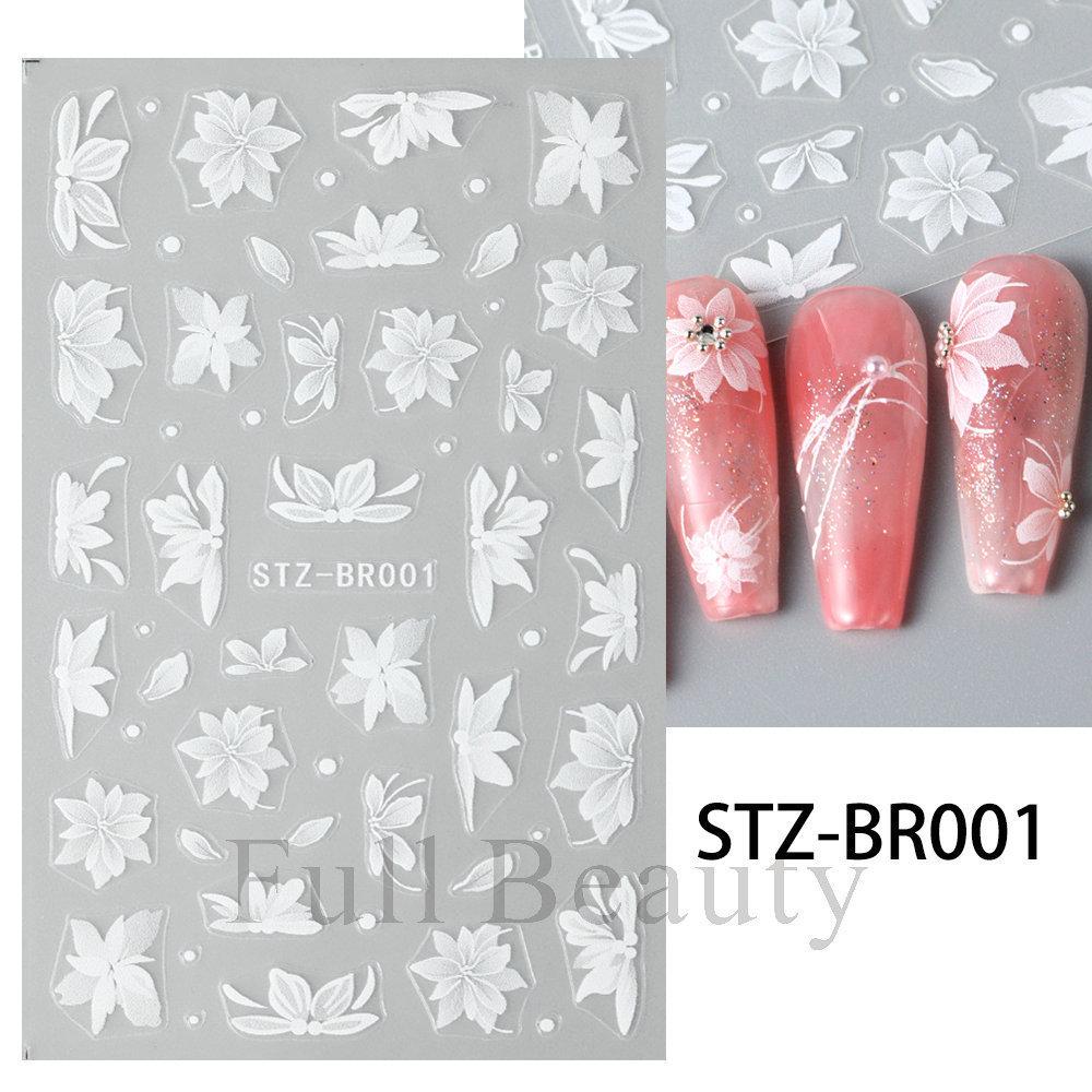 Nail Art Stickers Shell Light Butterfly Aurora Romantic Ink Black And White Rose Thin Tough Nail Stickers