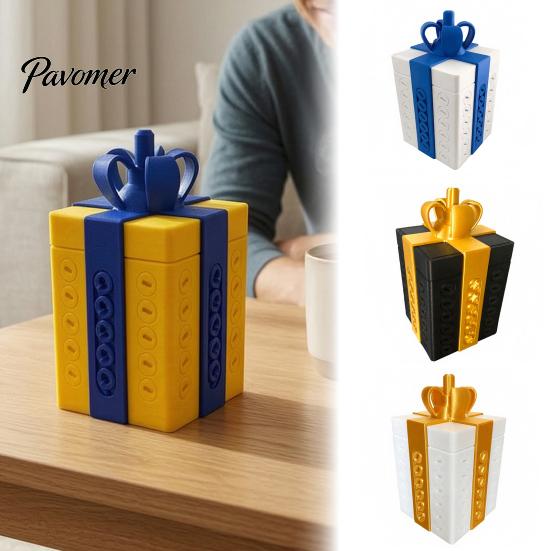 Holiday Gift Packaging 3D Printed Puzzle Box with Hidden Storage Compartment for Pranks And Decorative Bow Shaped Boxes Party Surprises, Reusable