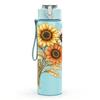 1PC Single Sunflower Watercolor Flower Print 750ml Color Plastic Sports Water Bottle Leakproof Flip Straw Lid Suitable for Sports Office Home Use