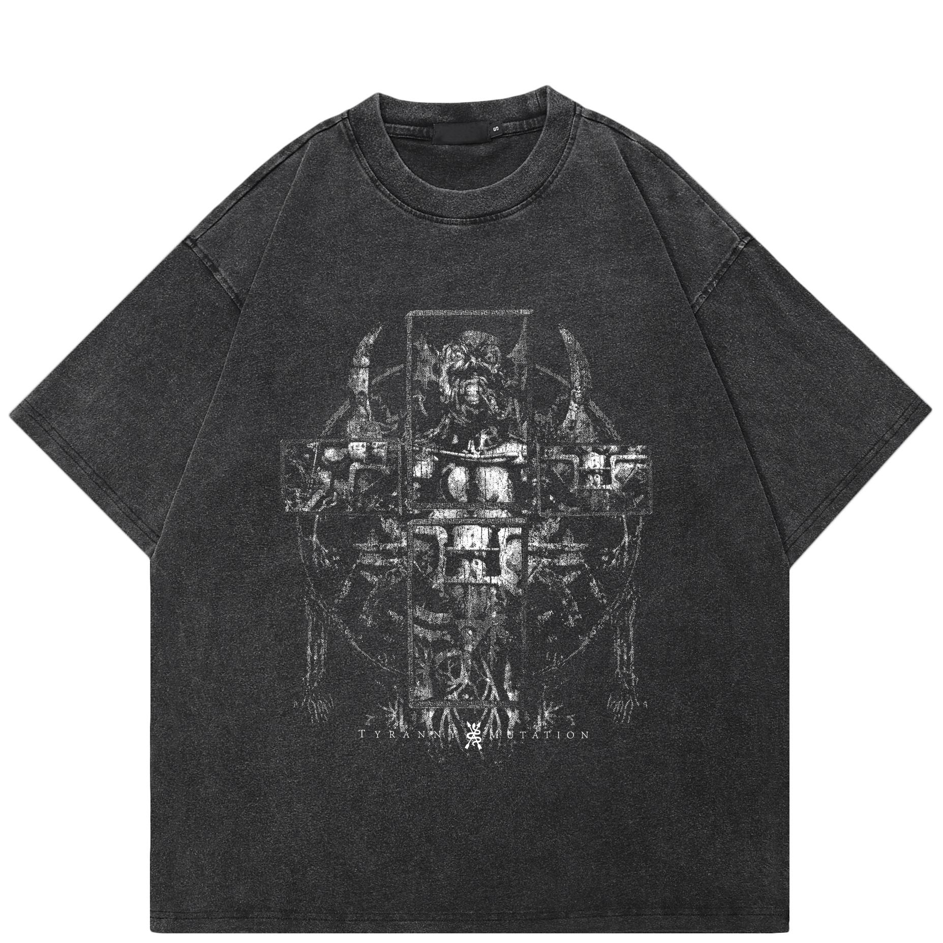 

Halloween Hellbringer Graphic T-Shirt Cotton Washed Black Tshirt Unisex Tops Tees Summer Short Sleeves T Shirt M мити чорний колір